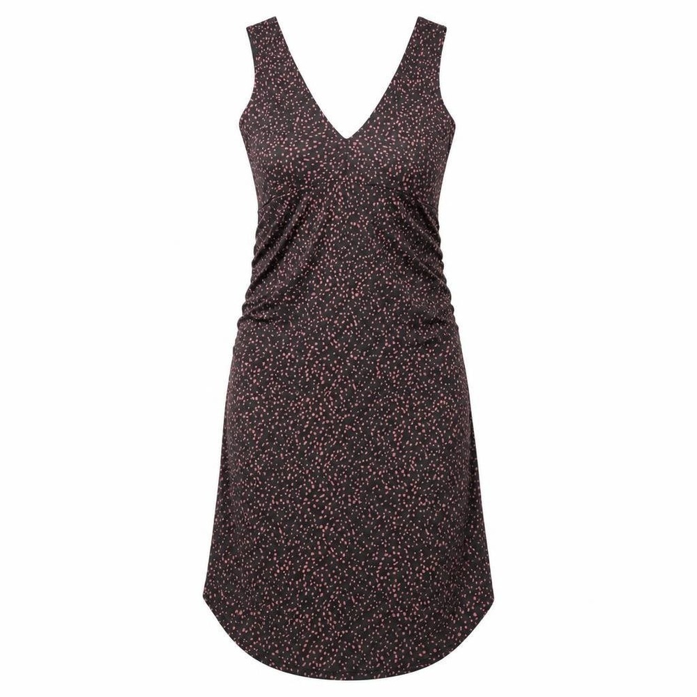 prAna Pearl Isla Dress Womens S Black Athleisure Sleeveless Stretch Polka Dot
